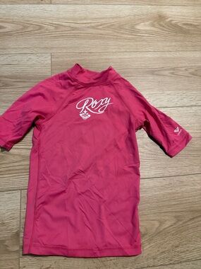 Roxy Pink Short-Sleeve Kids Rashguard